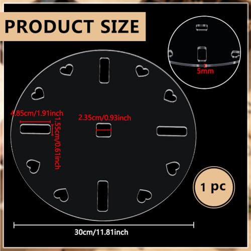 BENECREAT Gabarit Fraisage Acrylique Horloge Transparent 30cm 5mm