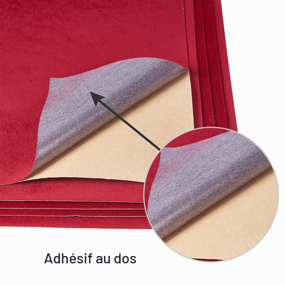 BENECREAT Feuilles Velours Adhésif Rouge Foncé A4 x20