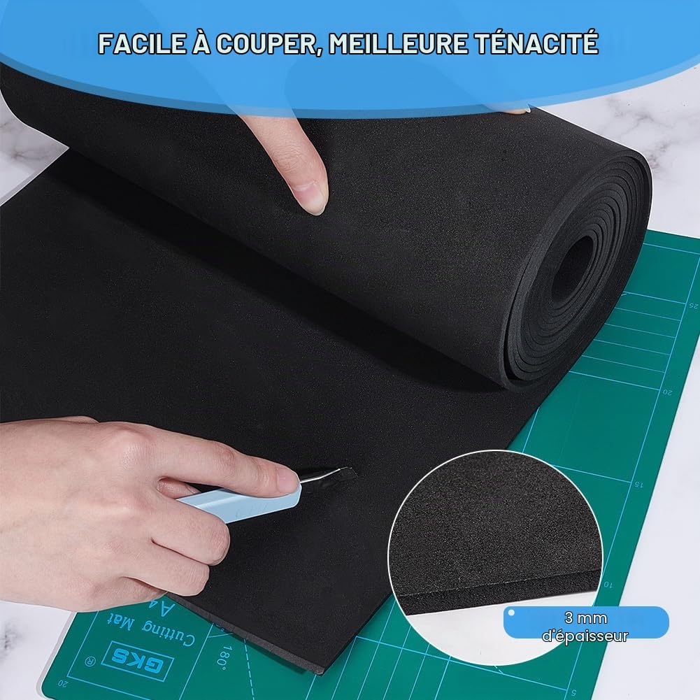 BENECREAT Mousse EVA Noire Rouleau 300x30cm 4mm Cosplay