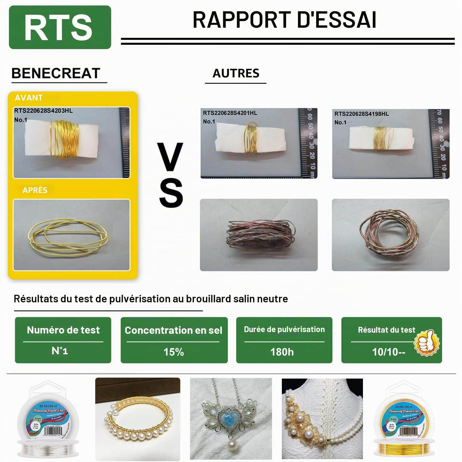 BENECREAT Fil Cuivre Or Bijoux 28 Gauge 100m 0.3mm