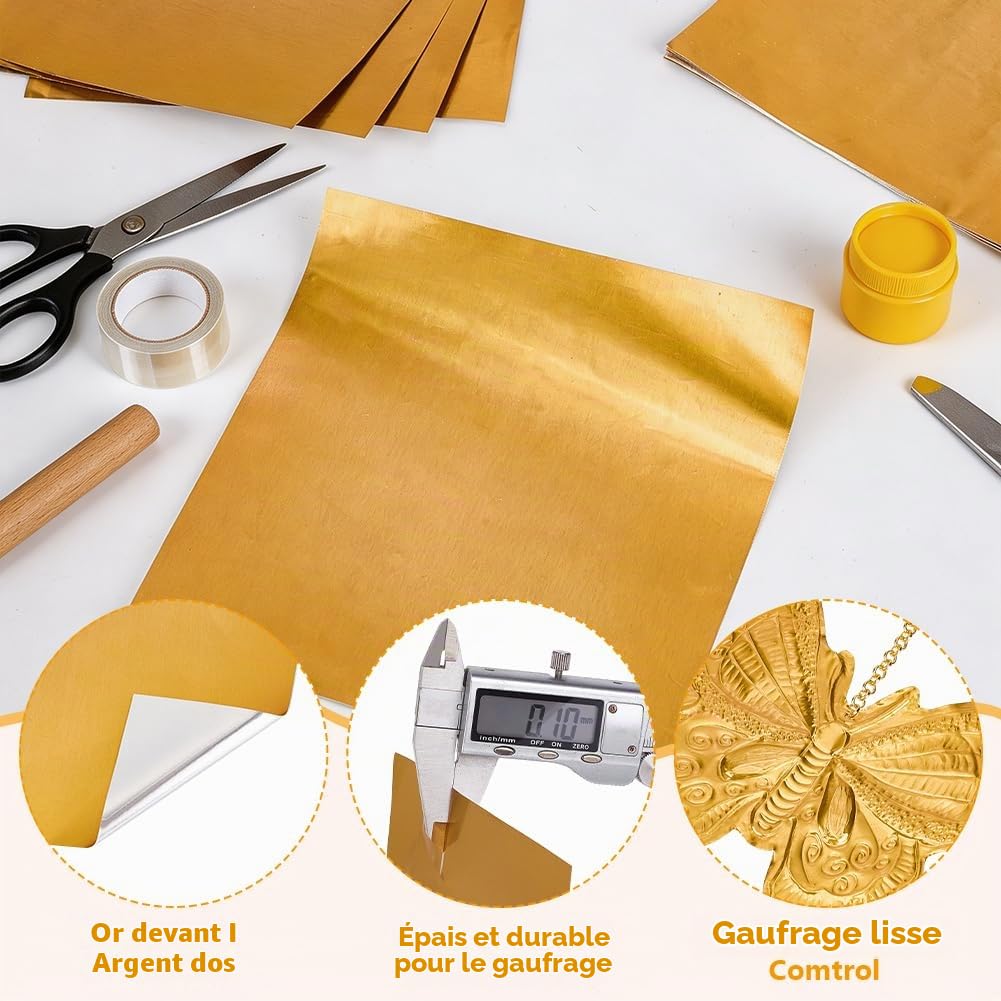 BENECREAT Feuilles Aluminium Doré 150mm Lot 100