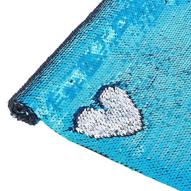 BENECREAT tissu paillettes réversible bleu argent 100x33cm