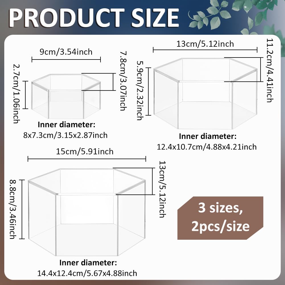 BENECREAT présentoirs bijoux hexagone acrylique 6 pièces