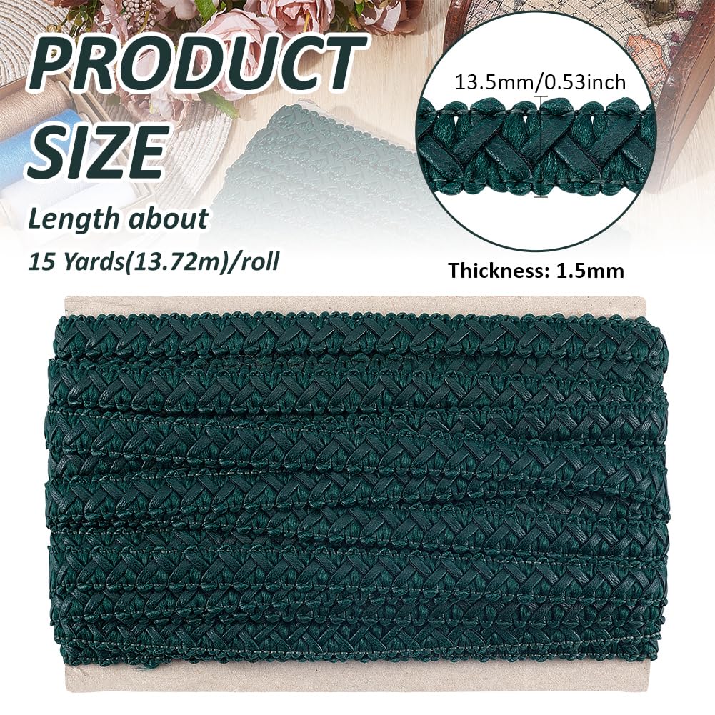 BENECREAT galon tressé similicuir vert 13,72 m 13,5 mm
