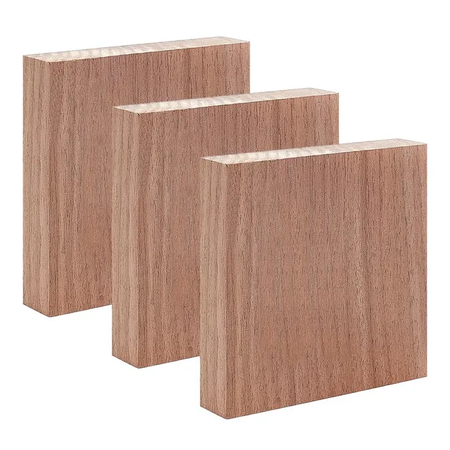 BENECREAT Bloc Bois Noyer Sculpture Brut 100mm Lot de 3