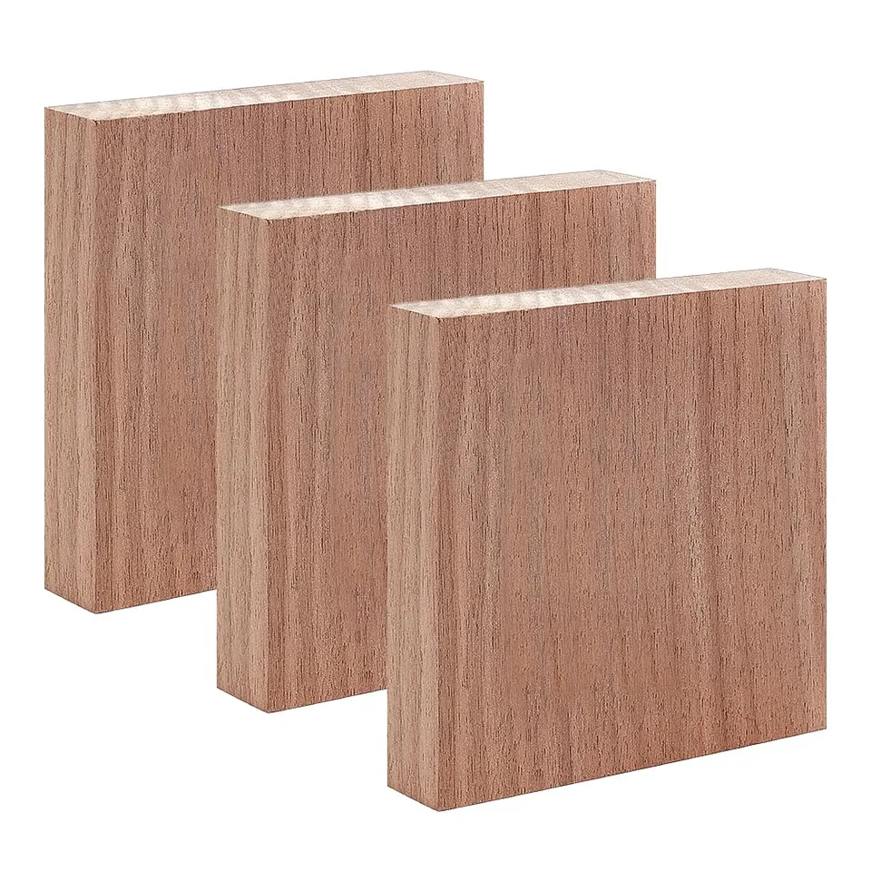 BENECREAT Bloc Bois Noyer Sculpture Brut 100mm Lot de 3