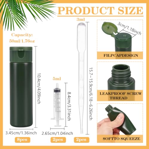 BENECREAT Flacons Voyage 50ml Vert Foncé x8 + accessoires