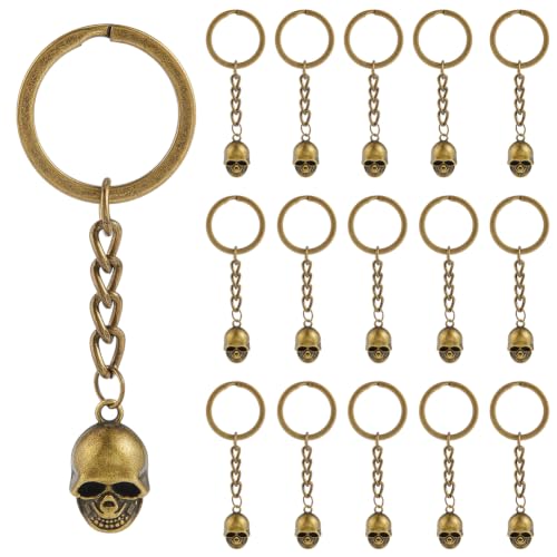 BENECREAT porte-clés crâne bronze antique 70 mm lot de 16
