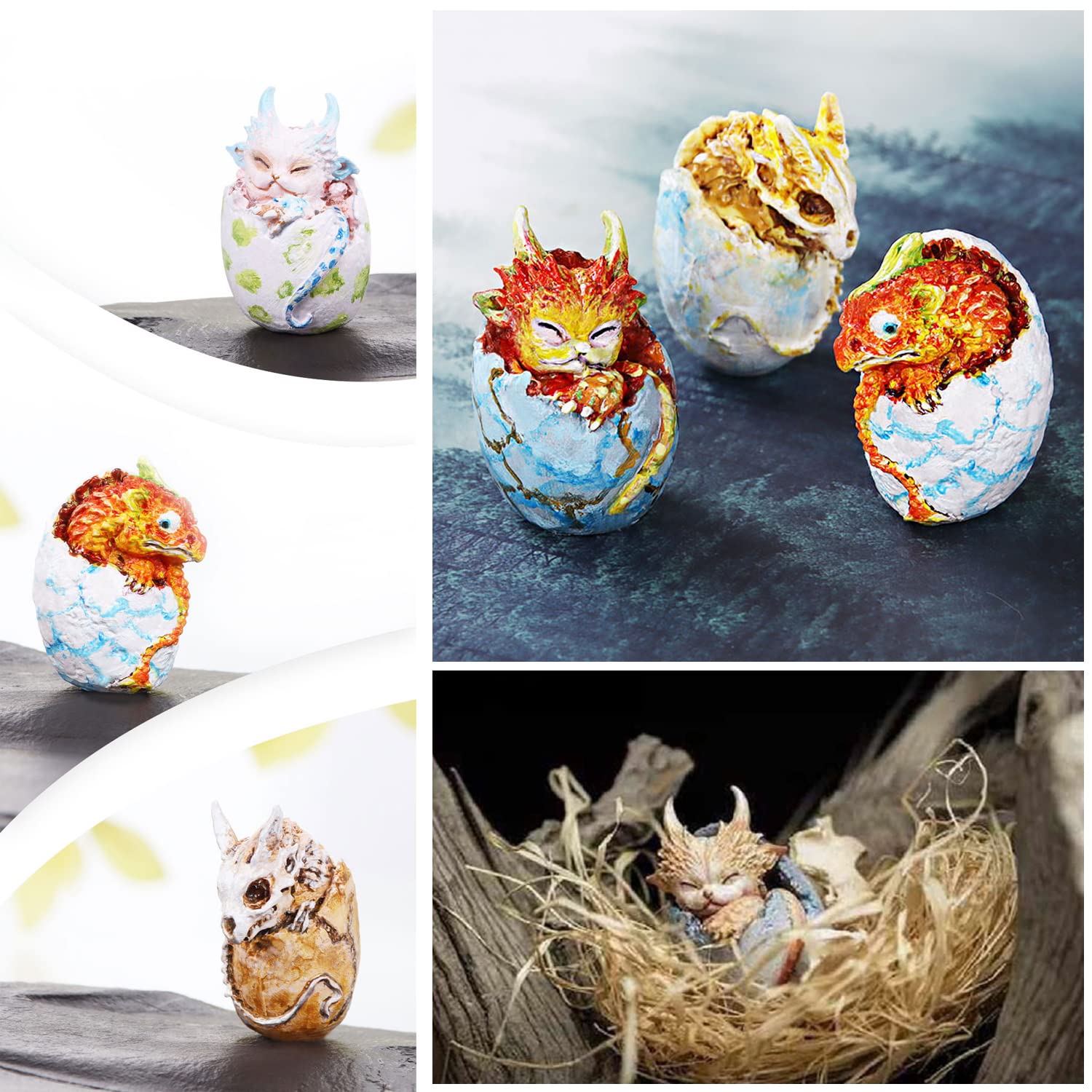 Cayway Style 4 moule silicone œuf dragon 3 pcs paillettes
