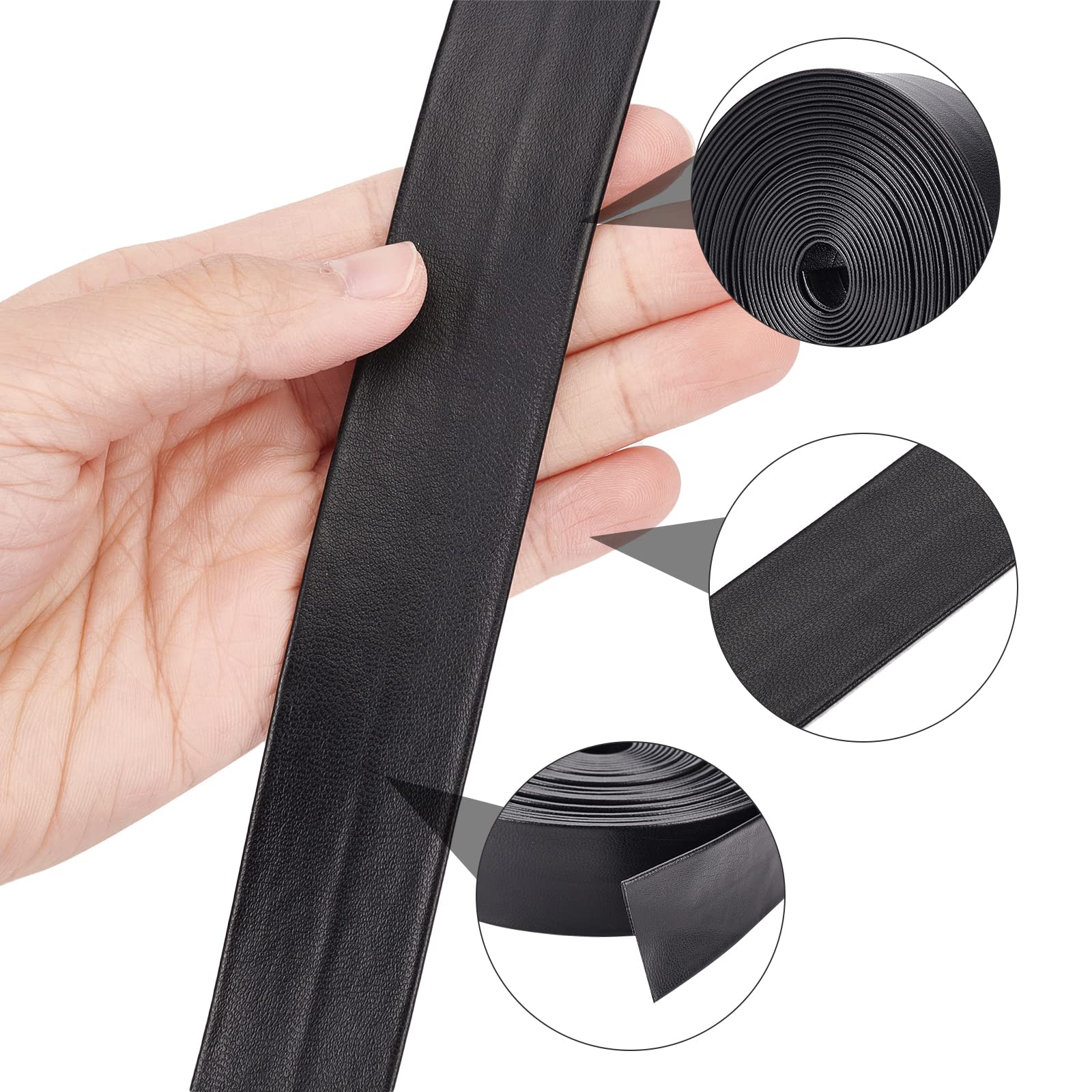 BENECREAT bracelet similicuir noir 25 mm x 5 m