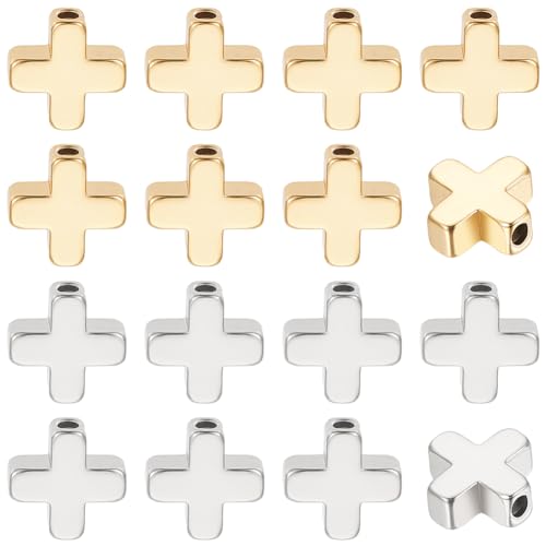 BENECREAT Perles Croix Laiton 8mm 60pcs doré platiné