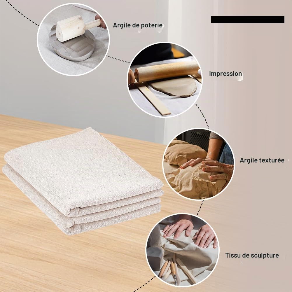 BENECREAT Toile Lin Poterie Beige 2 Pcs 161 cm