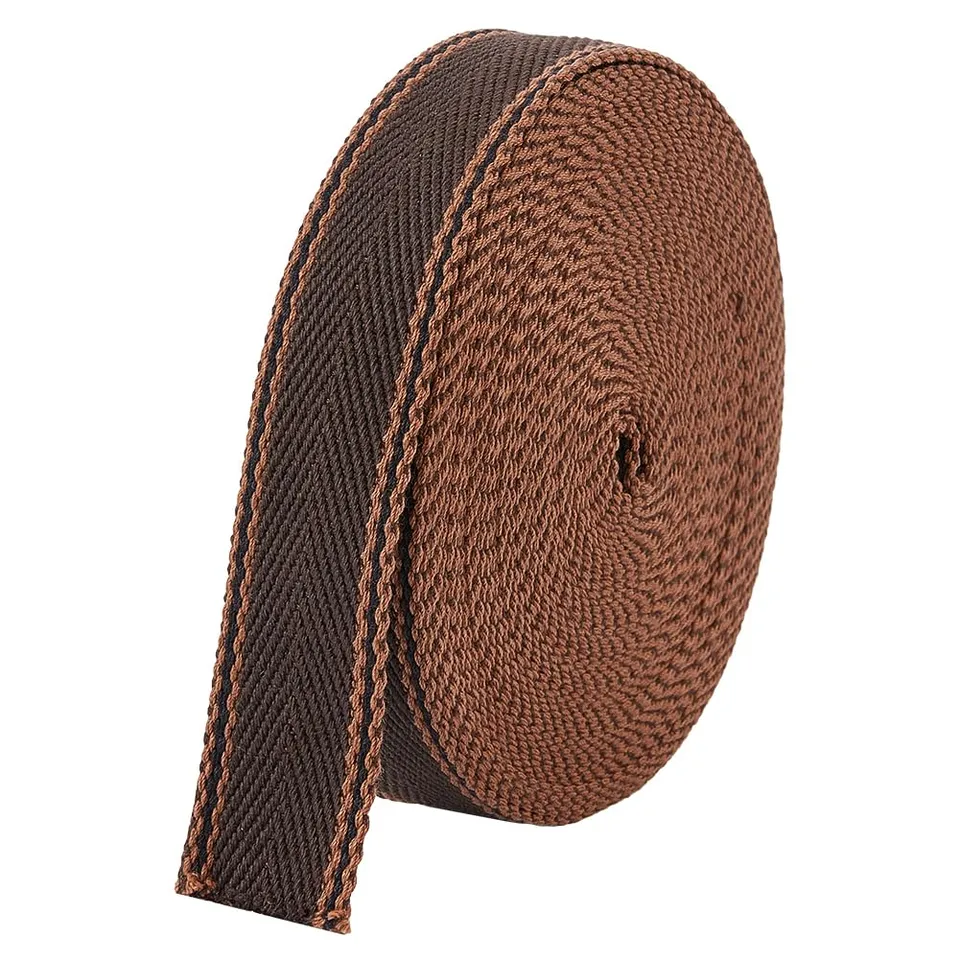 BENECREAT Sangle Polycoton Rayée 32,5mm 9,14m Marron