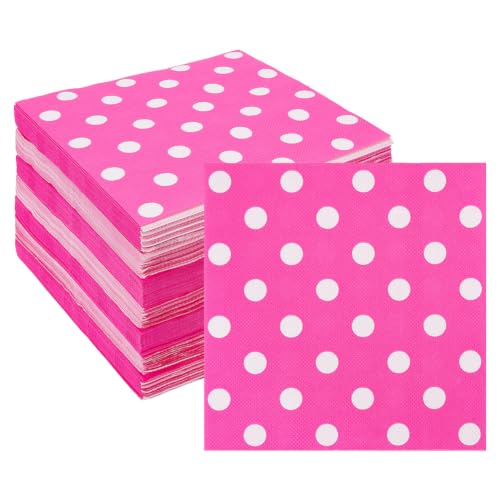 BENECREAT Serviettes Papier Pois Blancs Rose Vif 33cm 140 pcs