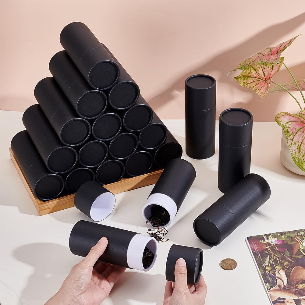 BENECREAT Tubes Carton Kraft Noir 100ml Lot 20 Couvercle