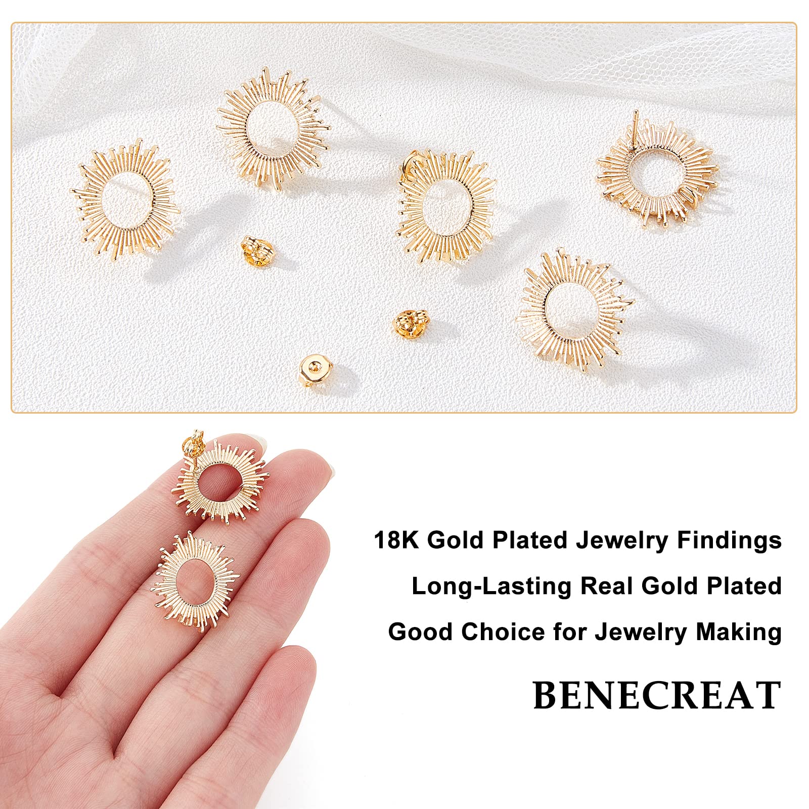 BENECREAT Crochets laiton doré boucles d'oreilles 5 paires
