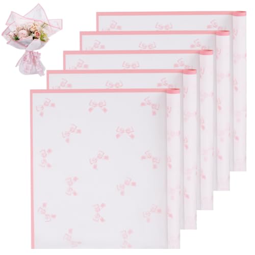 BENECREAT papier bouquet fleurs rose noeud 40 feuilles 56cm