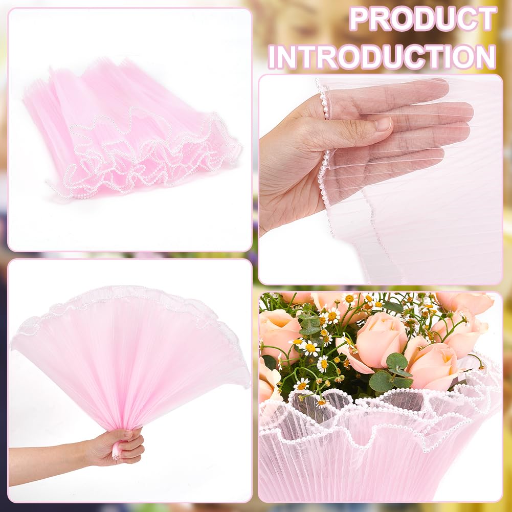 BENECREAT papier emballage fleurs rose perlé 4 m