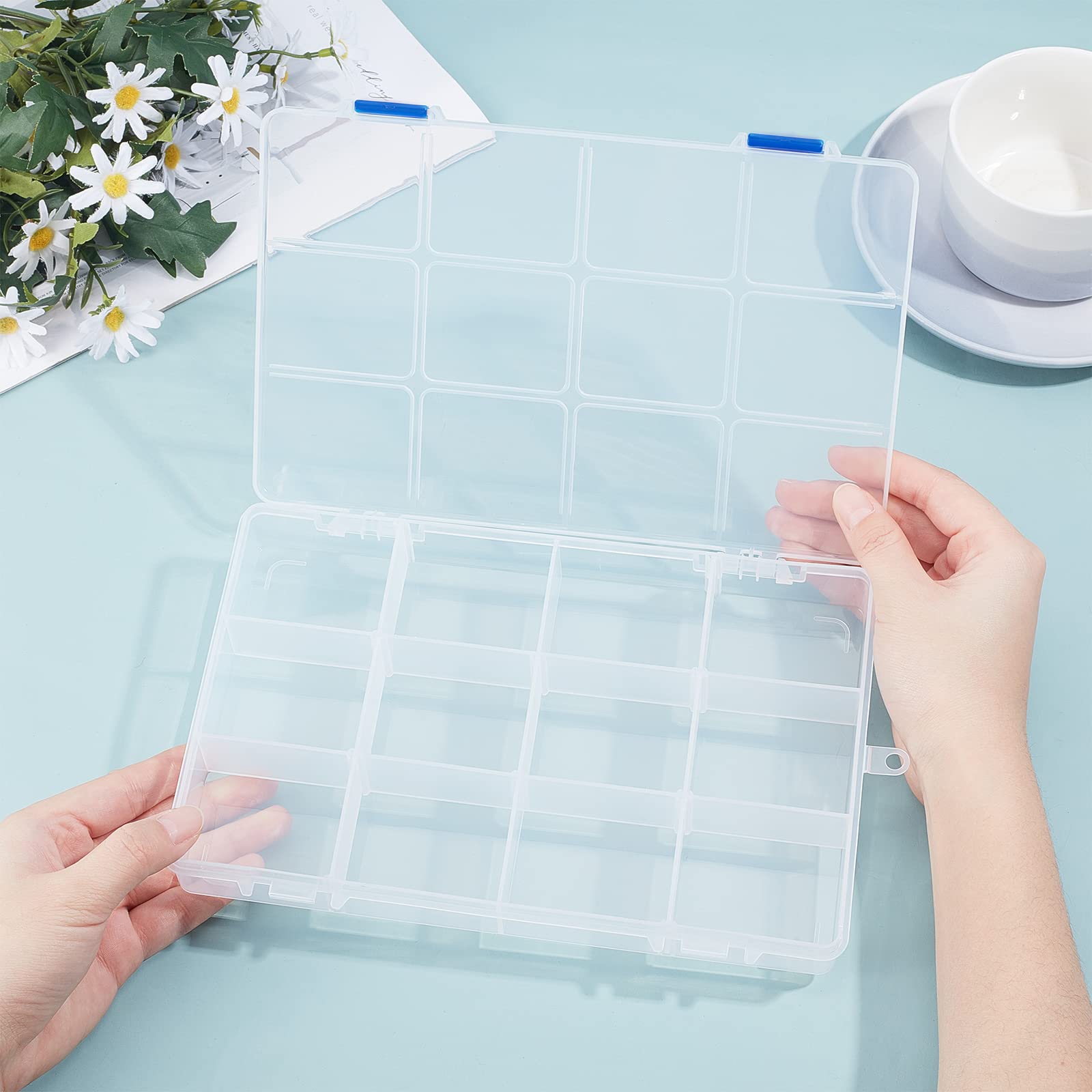 BENECREAT Boîte rangement plastique 12 grilles lot 4