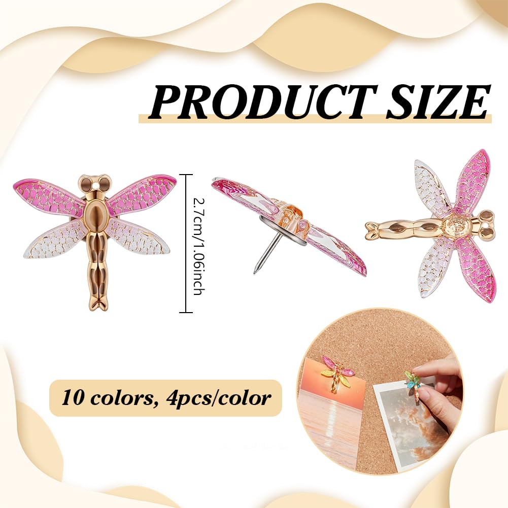 BENECREAT punaises libellule résine 27mm x40 couleurs