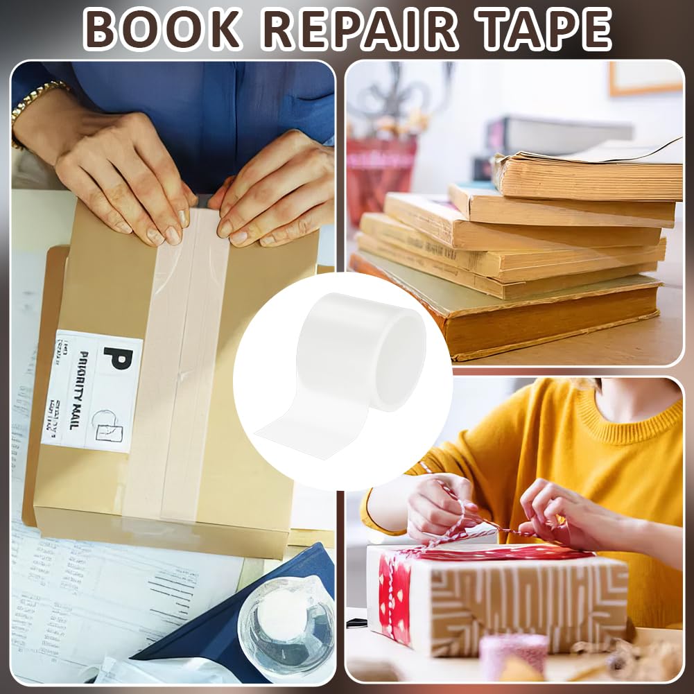 BENECREAT ruban réparation livre 7,6cm x 18,3m transparent