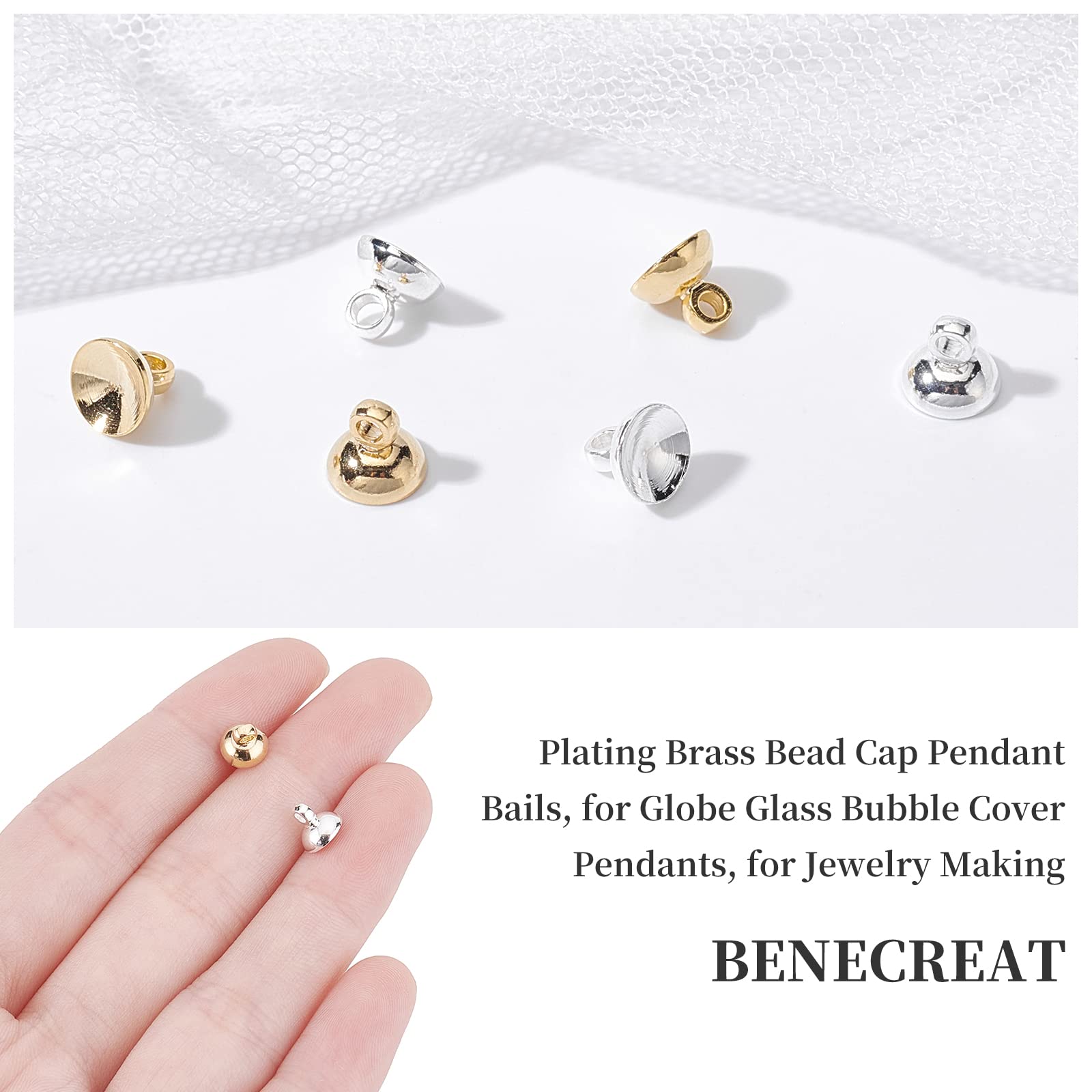 BENECREAT Bélières Coupelles Perles 5 mm Argent Doré x40