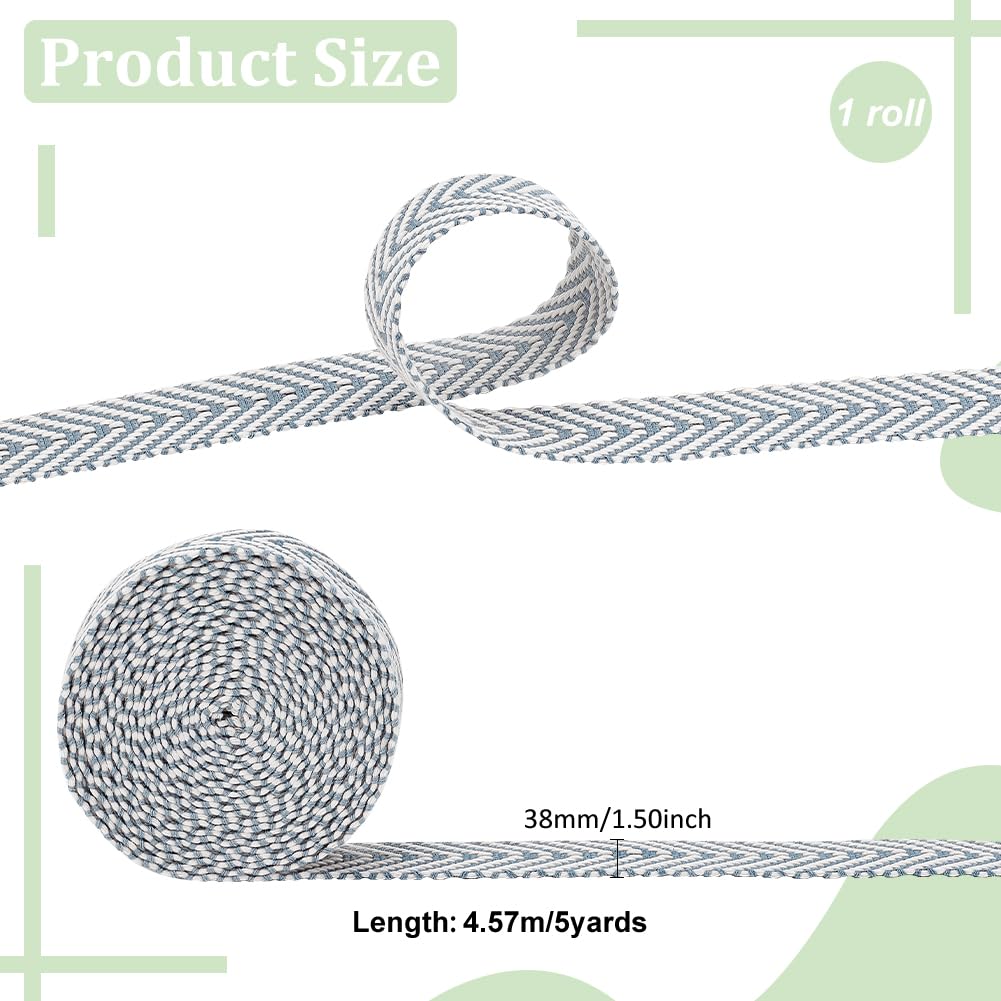 BENECREAT Sangle Jacquard Flèche Bleu Clair 38 mm 4,6 m