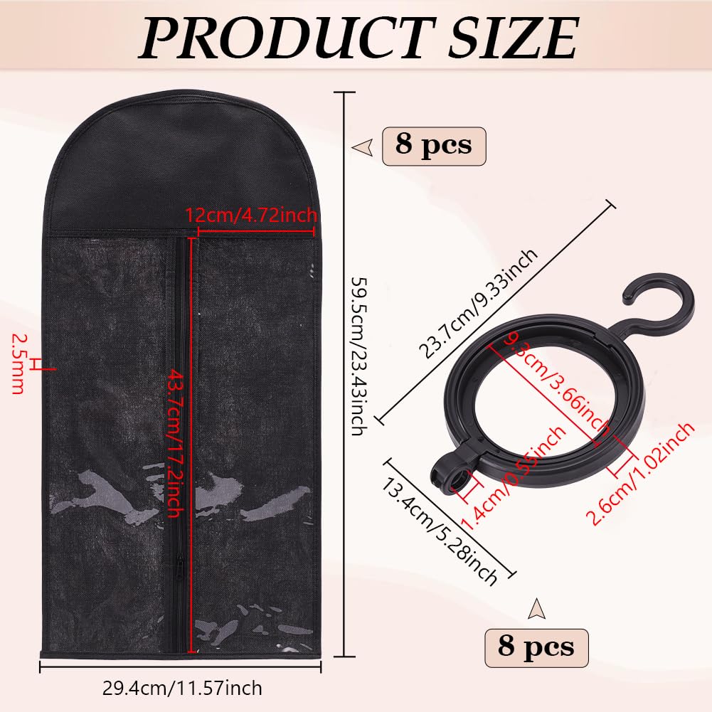 BENECREAT 8 housses perruque PVC noir cintre 595mm