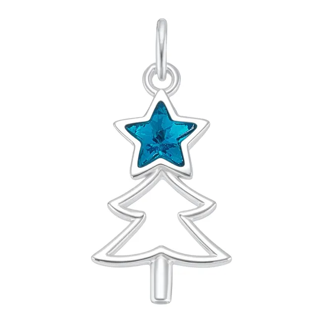 BENECREAT Sapin Noël pendentif argent 925 étoile turquoise
