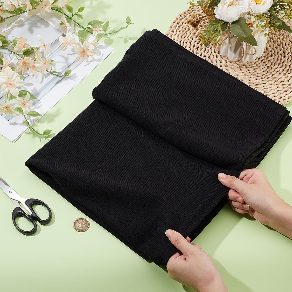 BENECREAT Tissu Velours Côtelé Noir 1x1.5m 11 Raies