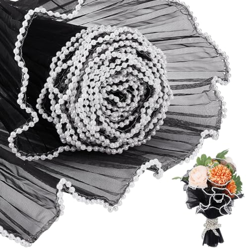 BENECREAT papier emballage fleurs noir perlé 4 m