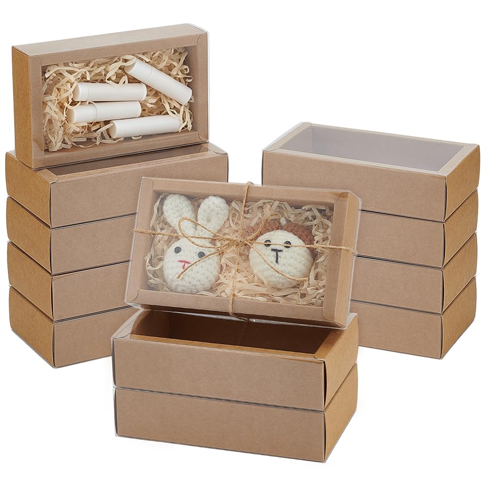 BENECREAT Boîte Cadeau Tiroir 15x8x4cm Noir x20 à Fenêtre