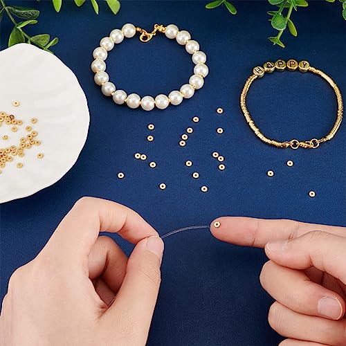 BENECREAT Perles Rondes Laiton Plaqué Or 18K 3 mm 200 Pcs