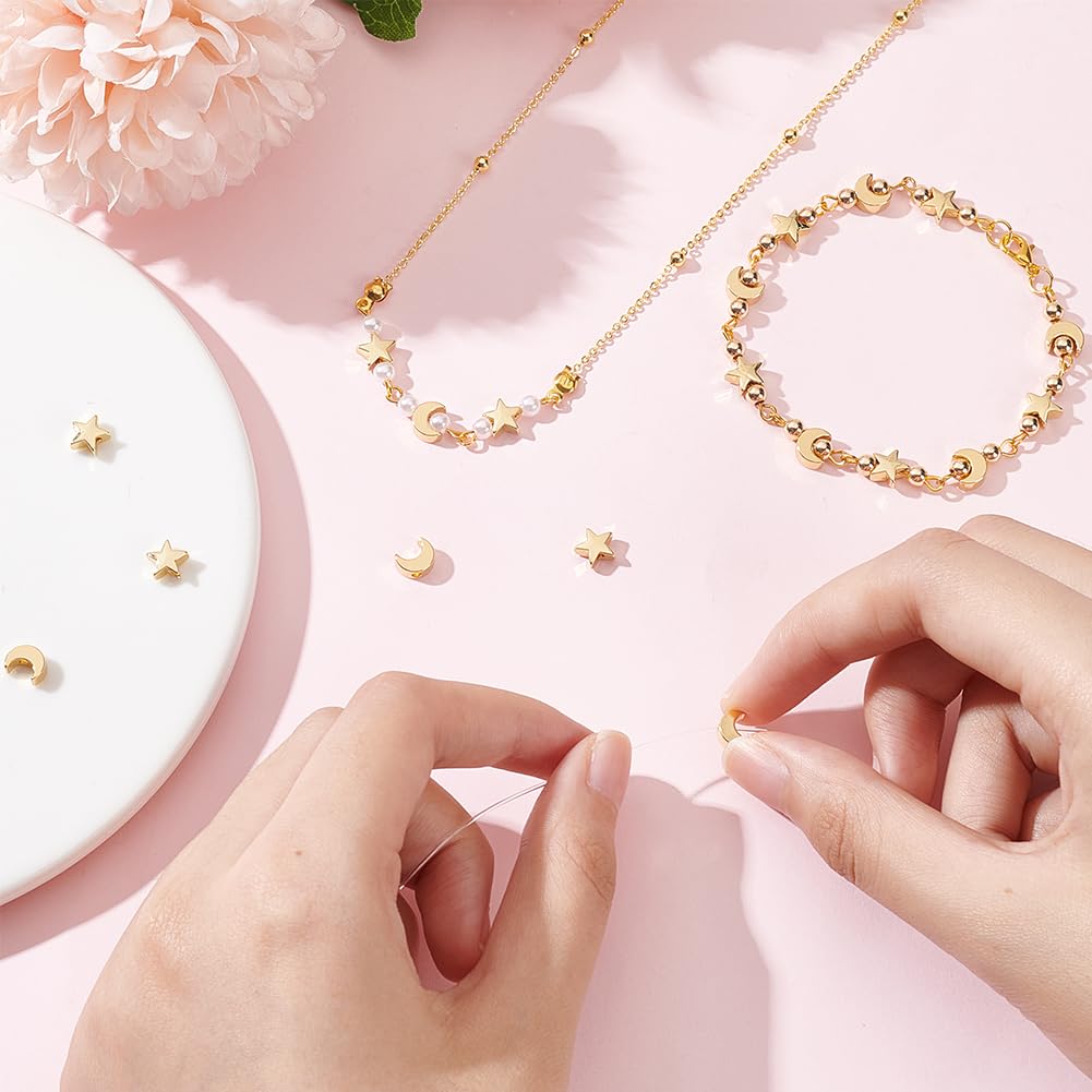 BENECREAT Perles plaqué or 18K lune étoile 20 pcs