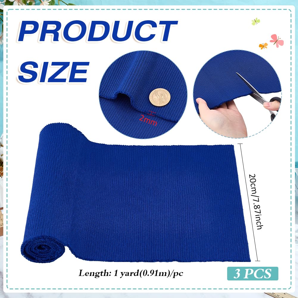 BENECREAT Tissu Côtes Élastique Bleu Foncé 2,74m Lot 3