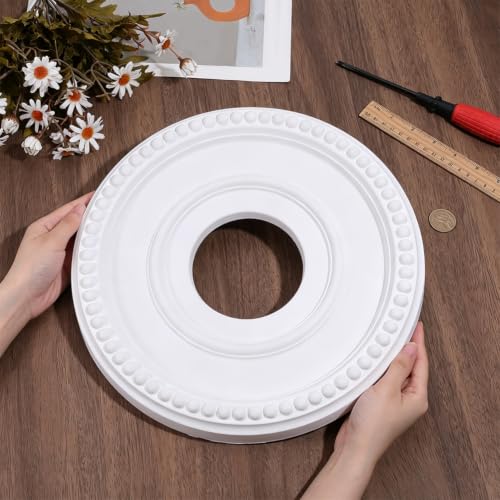 BENECREAT Rosace plafond polyuréthane blanc 317mm trou 99mm
