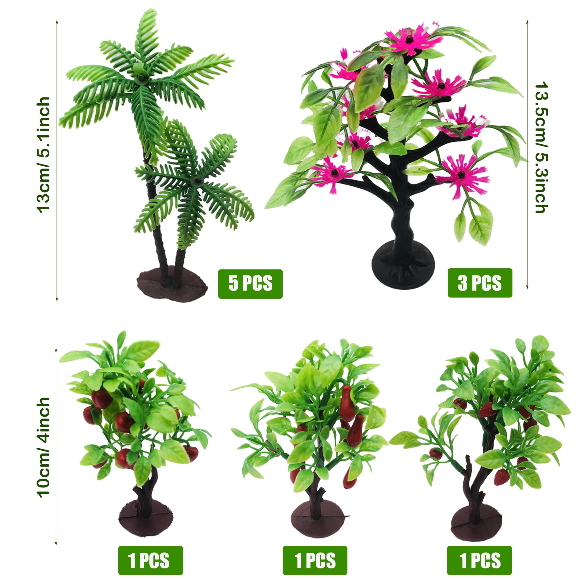 Cayway Arbres miniatures + dinosaures plastique 36 pcs 6-10cm