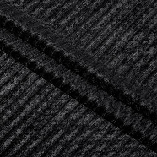 BENECREAT Tissu velours plissé noir 3m x 1.6m polyester