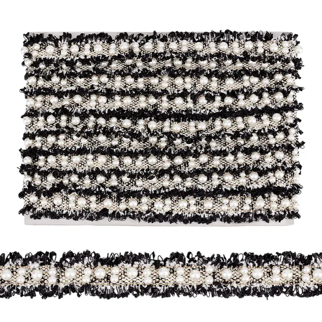 BENECREAT bordure dentelle perlée noire 30 mm 5 m