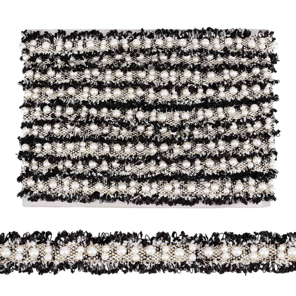 BENECREAT bordure dentelle perlée noire 30 mm 5 m