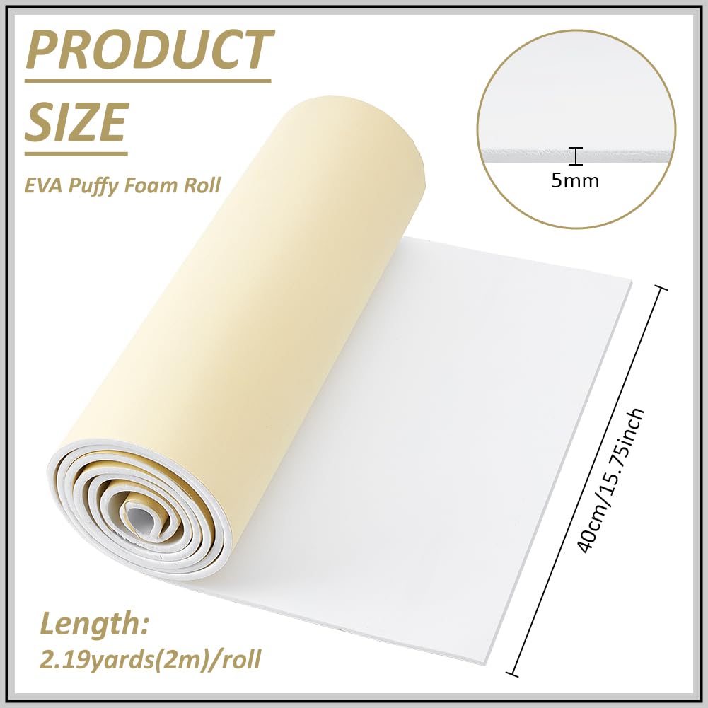 BENECREAT mousse EVA rouleau adhesif blanc 2m 5mm