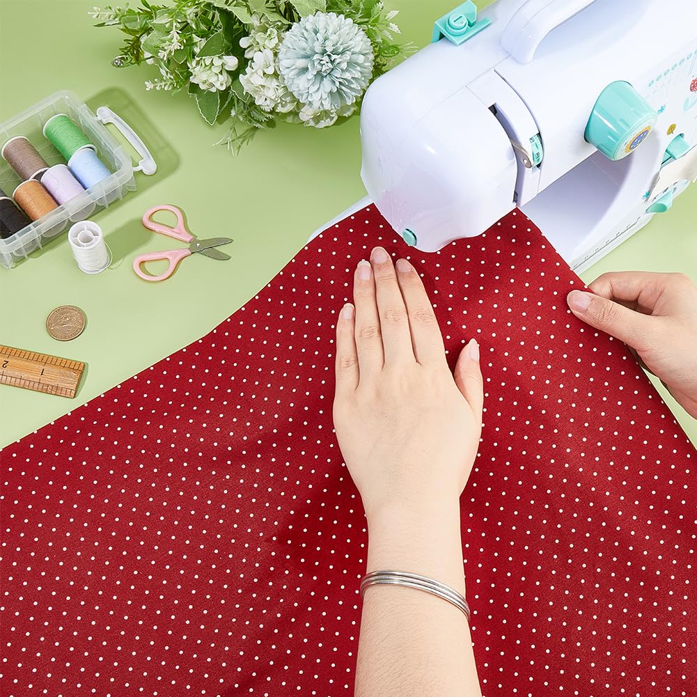 BENECREAT tissu coton à pois rouge foncé 1x1,45m doux
