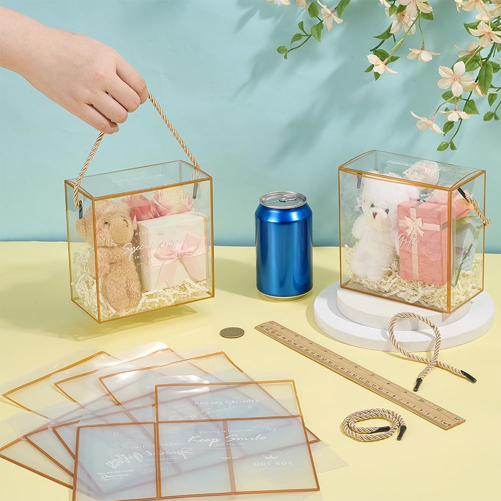 BENECREAT Boîte Cadeau Transparente Dorée 12pcs Poignée