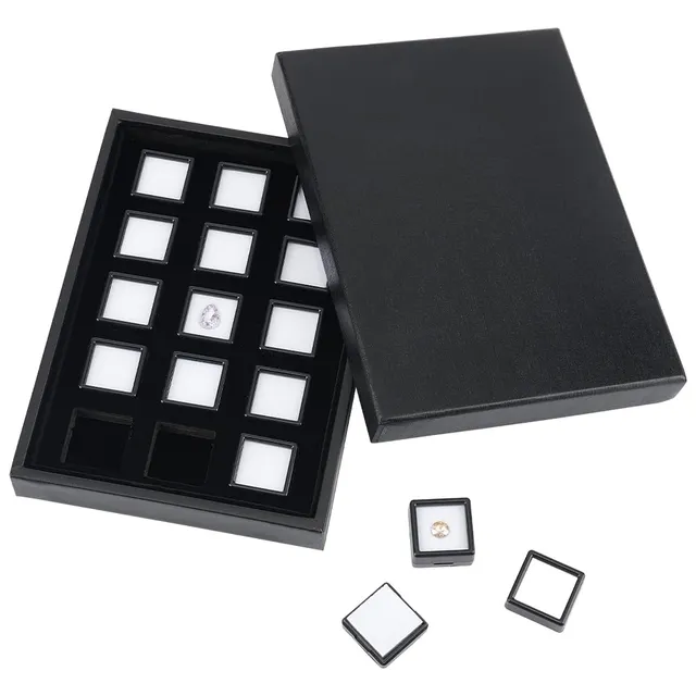 BENECREAT boîte présentation pierres noires 2,9 cm x15 vitrine