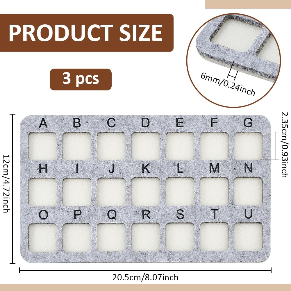 BENECREAT Tapis de Perlage Feutre Gris 12x20,5cm x3