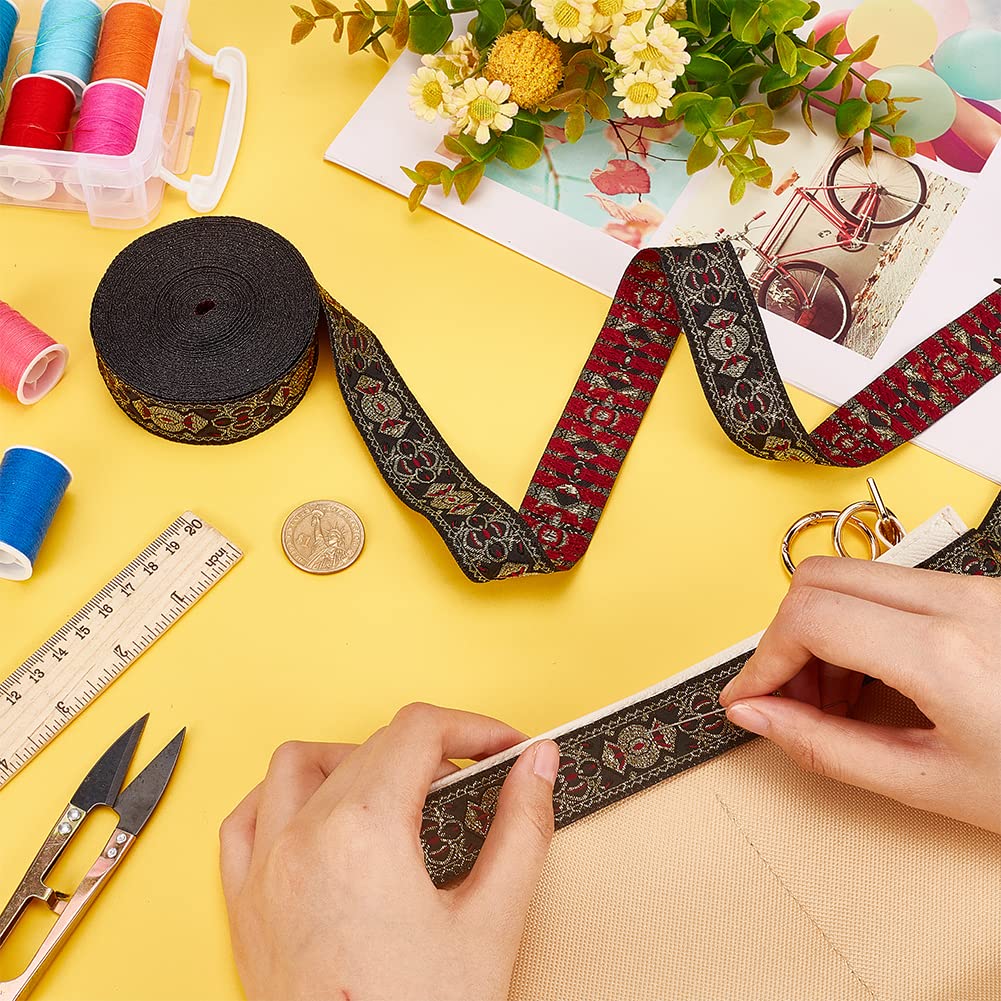 BENECREAT Ruban Jacquard Vintage Noir 25mm 10m