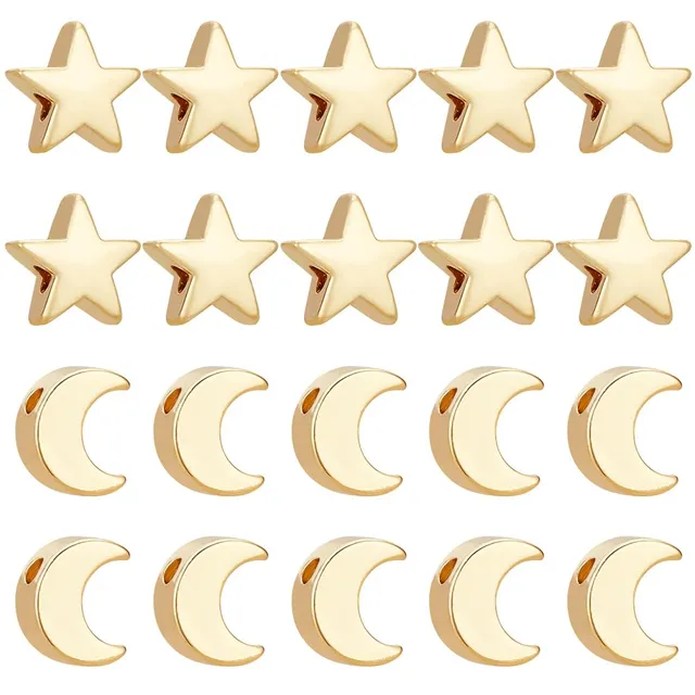 BENECREAT Perles plaqué or 18K lune étoile 20 pcs