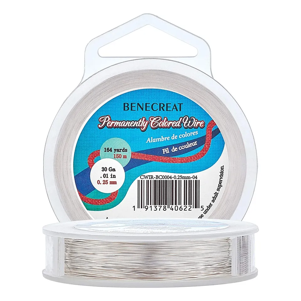 BENECREAT Fil Cuivre Argent 0.25mm 150m Bijoux Perles