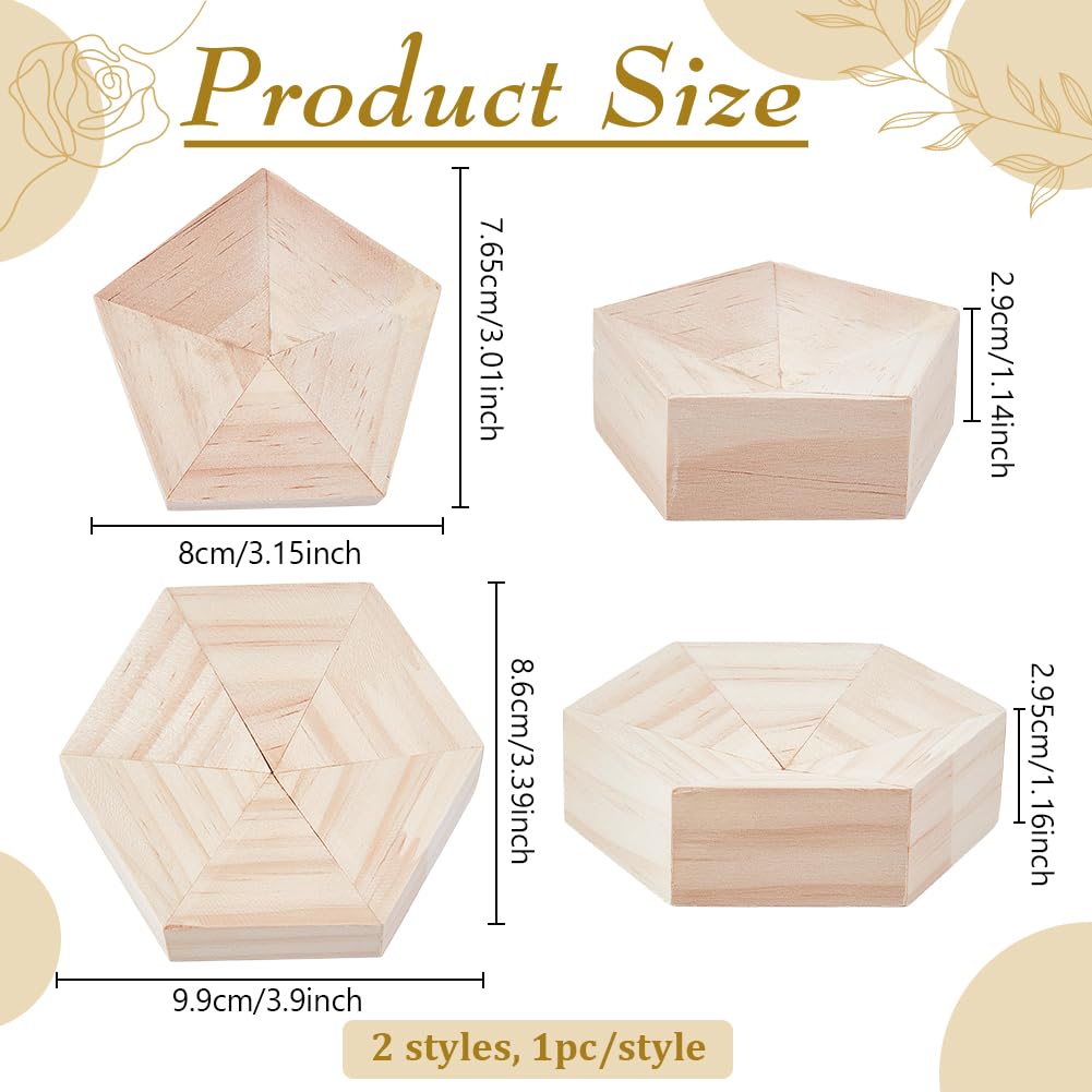 BENECREAT Gabarits Bois Vitrail Hexagone Pentagone 2 pcs