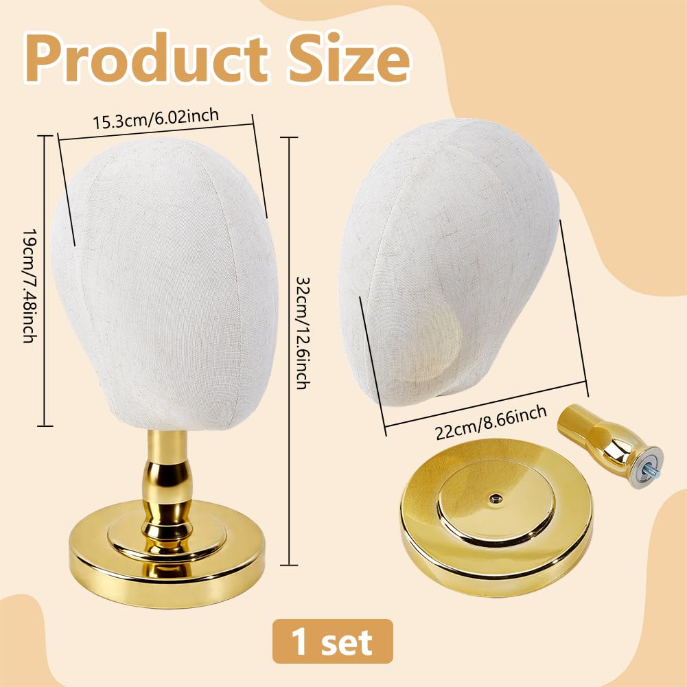 BENECREAT Support perruque doré tête mannequin 32cm